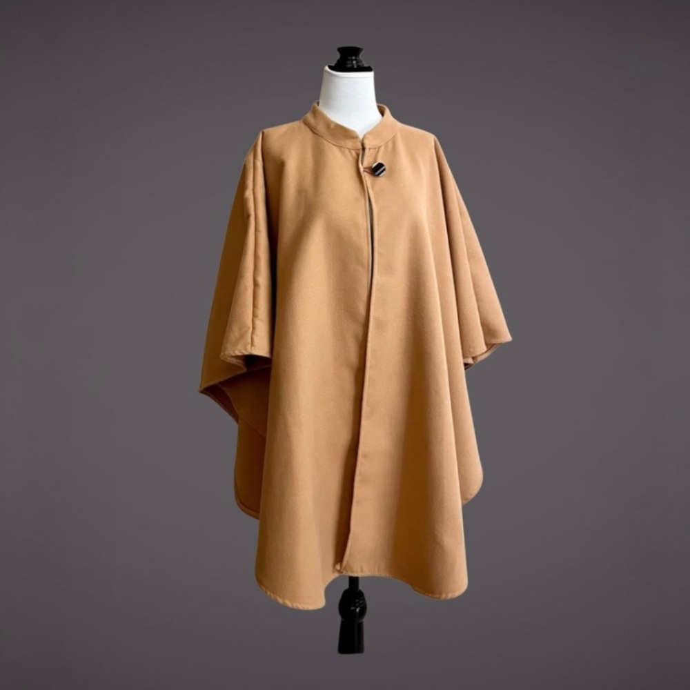 Women’s Cape Coat/Poncho One Size Cotton Blend Camel warm & Cozy
